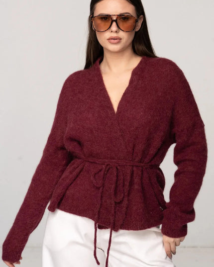 KARDIGAN LUKA BORDOWY 62% BABY ALPAKA - BLUMANIA