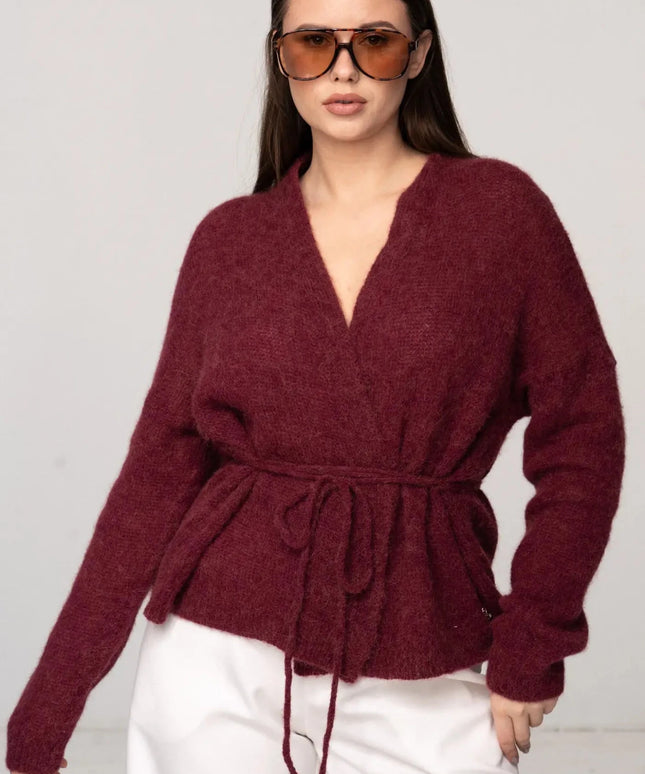 KARDIGAN LUKA BORDOWY 62% BABY ALPAKA - BLUMANIA