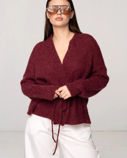 KARDIGAN LUKA BORDOWY 62% BABY ALPAKA - BLUMANIA