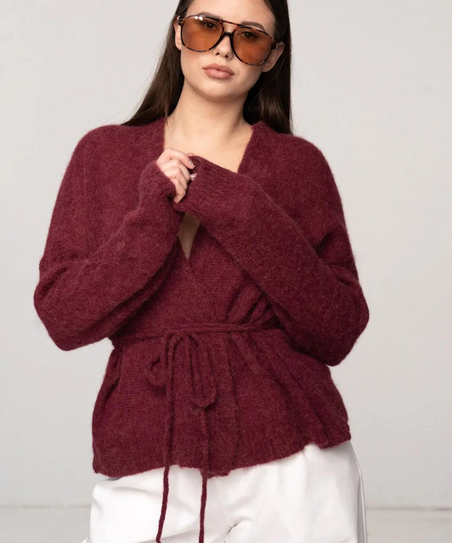 KARDIGAN LUKA BORDOWY 62% BABY ALPAKA - BLUMANIA