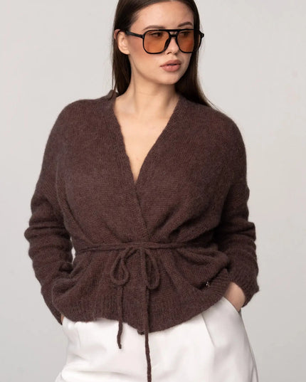 KARDIGAN LUKA CZEKOLADOWY 62% BABY ALPAKA - BLUMANIA