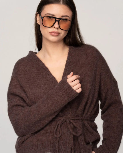 KARDIGAN LUKA CZEKOLADOWY 62% BABY ALPAKA - BLUMANIA