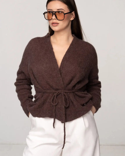 KARDIGAN LUKA CZEKOLADOWY 62% BABY ALPAKA - BLUMANIA