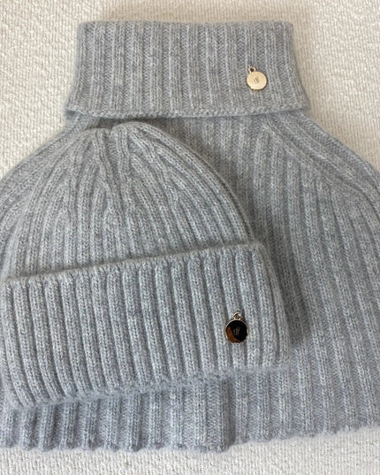 KOMPLET ALASKA CZAPKA + KOMIN POPIELATY - BLUMANIA