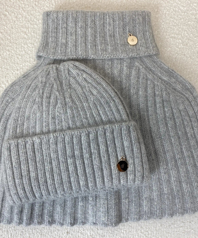 KOMPLET ALASKA CZAPKA + KOMIN POPIELATY - BLUMANIA