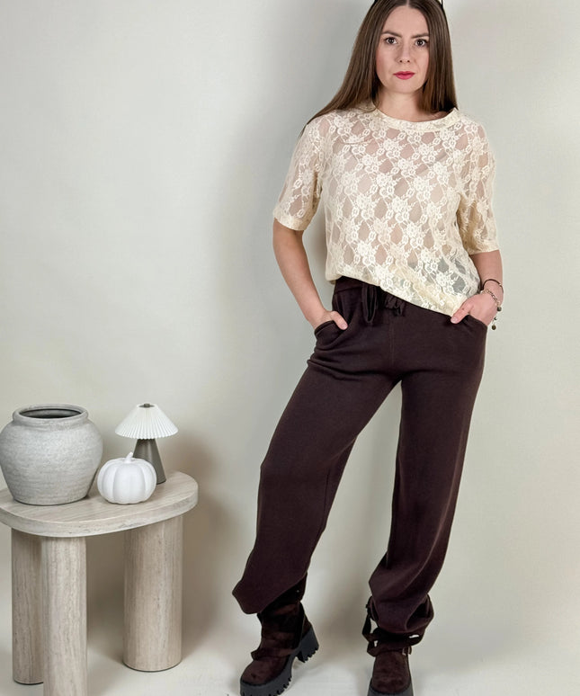 SPODNIE DZIANINOWE MIMI CZEKOLADOWE - BLUMANIA