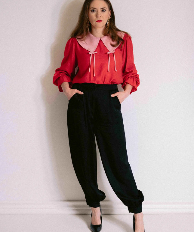 SPODNIE FELICJA SATYNOWE CZARNE LEMONADA - BLUMANIA