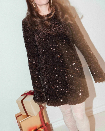 SUKIENKA VICKI CEKINOWA CZEKOLADOWA - BLUMANIA