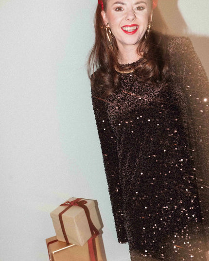 SUKIENKA VICKI CEKINOWA CZEKOLADOWA - BLUMANIA