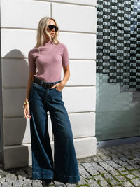 SWETER Z PÓŁGOLFEM AMBER LEMONADA PUDROWY RÓŻ